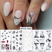 Load image into Gallery viewer, 4Pcs/Set Flower Leaves Water Decasl Stickers Floral Geometric Lines Transfer Water Sliders For Nails Manicures Decoration
