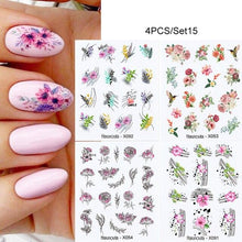 Load image into Gallery viewer, 4Pcs/Set Flower Leaves Water Decasl Stickers Floral Geometric Lines Transfer Water Sliders For Nails Manicures Decoration
