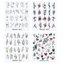 Load image into Gallery viewer, 4Pcs/Set Flower Leaves Water Decasl Stickers Floral Geometric Lines Transfer Water Sliders For Nails Manicures Decoration
