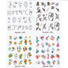Load image into Gallery viewer, 4Pcs/Set Flower Leaves Water Decasl Stickers Floral Geometric Lines Transfer Water Sliders For Nails Manicures Decoration
