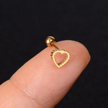 Load image into Gallery viewer, 1Pcs Stainless Steel Mini Stud Earrings Heart Star Moon Cross Butterfly Snake Helix Cartilage Tragus Lobe Ear Piercing Jewelry
