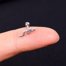 Load image into Gallery viewer, 1Pcs Stainless Steel Mini Stud Earrings Heart Star Moon Cross Butterfly Snake Helix Cartilage Tragus Lobe Ear Piercing Jewelry
