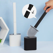 Load image into Gallery viewer, Soft TPR Silicone Head Toilet Brush with Holder Black Wall-mounted Detachable Handle Bathroom Cleaner Durable WC Accessories

