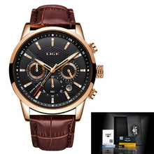 Load image into Gallery viewer, 2021 LIGE Men&#39;s Watches Top Brand Luxury Men Wrist Watch Leather Quartz Watch Sports Waterproof Male Clock Relogio Masculino+Box
