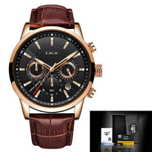 Load image into Gallery viewer, 2021 LIGE Men&#39;s Watches Top Brand Luxury Men Wrist Watch Leather Quartz Watch Sports Waterproof Male Clock Relogio Masculino+Box
