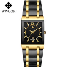 Load image into Gallery viewer, Relogio Masculino WWOOR Gold Watch Men Square Mens Watches Top Brand Luxury Golden Quartz Stainless Steel Waterproof Wrist Watch
