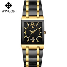 Load image into Gallery viewer, Relogio Masculino WWOOR Gold Watch Men Square Mens Watches Top Brand Luxury Golden Quartz Stainless Steel Waterproof Wrist Watch

