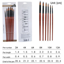 Load image into Gallery viewer, 5Pcs/6pcs Artist Paint Brush Set High Quality Nylon Hair Wood Black Handle Watercolor Acrylic Oil Brush Painting Art Supplies
