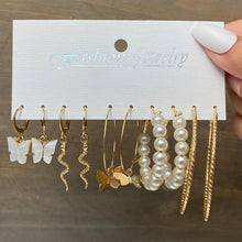 Load image into Gallery viewer, 17KM Bohemian Gold Snake Butterfly Drop Earrings Set For Women Pearl Acrylic Dangle Earrings 2021 Trend Set of Earrings Jewelry
