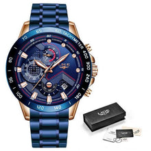 Load image into Gallery viewer, LIGE 2021 New Fashion Mens Watches with Stainless Steel Top Brand Luxury Sports Chronograph Quartz Watch Men Relogio Masculino
