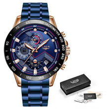 Load image into Gallery viewer, LIGE 2021 New Fashion Mens Watches with Stainless Steel Top Brand Luxury Sports Chronograph Quartz Watch Men Relogio Masculino
