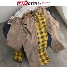 Load image into Gallery viewer, LAPPSTER-Youth Streetwear Black Plaid Pants Men Joggers 2021 Mens Straight Harem Pants Men Korean Hip Hop Trousers Plus Size
