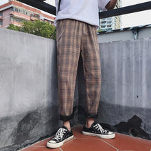 Load image into Gallery viewer, LAPPSTER-Youth Streetwear Black Plaid Pants Men Joggers 2021 Mens Straight Harem Pants Men Korean Hip Hop Trousers Plus Size
