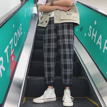 Load image into Gallery viewer, LAPPSTER-Youth Streetwear Black Plaid Pants Men Joggers 2021 Mens Straight Harem Pants Men Korean Hip Hop Trousers Plus Size
