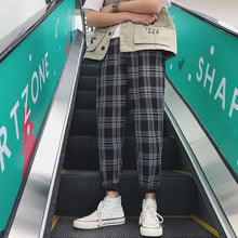 Load image into Gallery viewer, LAPPSTER-Youth Streetwear Black Plaid Pants Men Joggers 2021 Mens Straight Harem Pants Men Korean Hip Hop Trousers Plus Size
