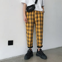 Load image into Gallery viewer, LAPPSTER-Youth Streetwear Black Plaid Pants Men Joggers 2021 Mens Straight Harem Pants Men Korean Hip Hop Trousers Plus Size
