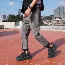 Load image into Gallery viewer, LAPPSTER-Youth Streetwear Black Plaid Pants Men Joggers 2021 Mens Straight Harem Pants Men Korean Hip Hop Trousers Plus Size
