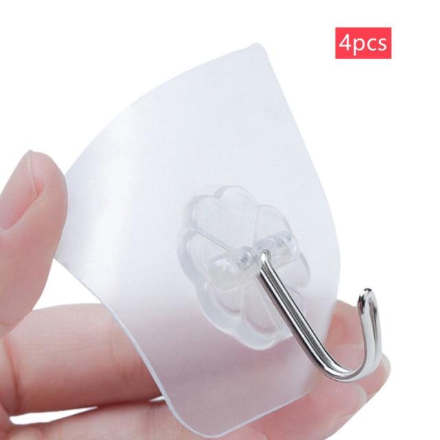 2/6/10PCS Bathroom Transparent Wall Hooks Waterproof Oilproof Self Adhesive Hooks Reusable Seamless Hanging Hook For Kitchen