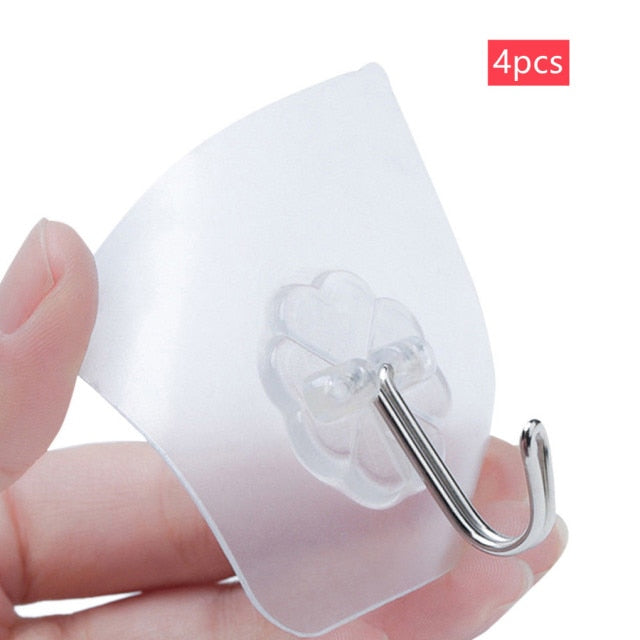 2/6/10PCS Bathroom Transparent Wall Hooks Waterproof Oilproof Self Adhesive Hooks Reusable Seamless Hanging Hook For Kitchen