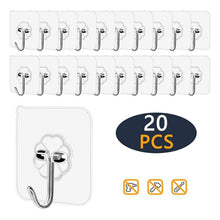 Load image into Gallery viewer, 20pcs 6x6cm transparent strong self-adhesive door wall hanging hook kitchen bathroom weight suction rack suction cup suction cup
