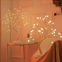 Load image into Gallery viewer, Night Light Home Decoration Bonsai Style Party Cherry Tree Shape LED Light DIY Firework Christmas Gift Plants Switch Copper
