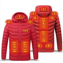 Load image into Gallery viewer, 2021 NWE Men Winter Warm USB Heating Jackets Smart Thermostat Pure Color Hooded Heated Clothing Waterproof  Warm Jackets
