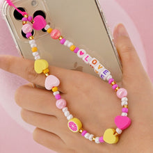 Load image into Gallery viewer, Shinus Phone Chain Lanyard Beads Mobile Phone Heishi Disc Crystal Beaded Cell Phone Chains 2021 LOVE Letter String Wristband
