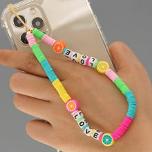 Load image into Gallery viewer, Shinus Phone Chain Lanyard Beads Mobile Phone Heishi Disc Crystal Beaded Cell Phone Chains 2021 LOVE Letter String Wristband
