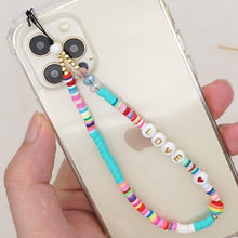Load image into Gallery viewer, Shinus Phone Chain Lanyard Beads Mobile Phone Heishi Disc Crystal Beaded Cell Phone Chains 2021 LOVE Letter String Wristband
