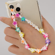 Load image into Gallery viewer, Shinus Phone Chain Lanyard Beads Mobile Phone Heishi Disc Crystal Beaded Cell Phone Chains 2021 LOVE Letter String Wristband
