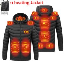 Load image into Gallery viewer, 2021 NWE Men Winter Warm USB Heating Jackets Smart Thermostat Pure Color Hooded Heated Clothing Waterproof  Warm Jackets
