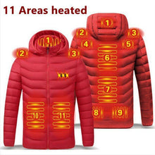 Load image into Gallery viewer, Men 9 Areas Heated Jacket USB Winter Outdoor Electric Heating Jackets Warm Sprots Thermal Coat Clothing Heatable Cotton jacket
