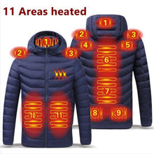 Load image into Gallery viewer, Men 9 Areas Heated Jacket USB Winter Outdoor Electric Heating Jackets Warm Sprots Thermal Coat Clothing Heatable Cotton jacket

