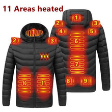 Load image into Gallery viewer, Men 9 Areas Heated Jacket USB Winter Outdoor Electric Heating Jackets Warm Sprots Thermal Coat Clothing Heatable Cotton jacket
