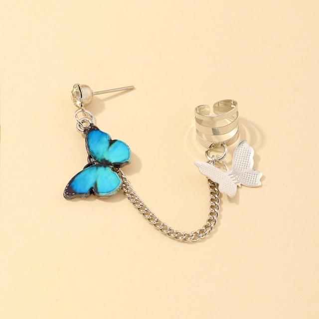 2021 Fashion Butterfly Clip Earrings Ear hook Stainless Steel Ear Clips Double pierced Earring Earrings Women Girls Jewelry