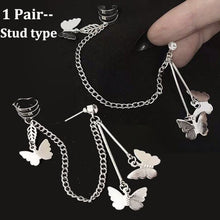 Load image into Gallery viewer, 2021 Fashion Butterfly Clip Earrings Ear hook Stainless Steel Ear Clips Double pierced Earring Earrings Women Girls Jewelry
