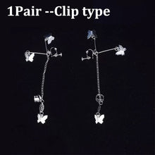 Load image into Gallery viewer, 2021 Fashion Butterfly Clip Earrings Ear hook Stainless Steel Ear Clips Double pierced Earring Earrings Women Girls Jewelry
