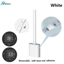 Load image into Gallery viewer, Silicone Bristles Toilet Brush and Holder for Bathroom Storage and Organization Compact Wall Hang Cleaning Kit WC Accessories
