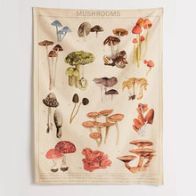Load image into Gallery viewer, Quotes Mushroom Tapestry Wall Decor Mycology Mushroom Champignon Identification Chart Diagram Illustration Wall Art Boho Decor
