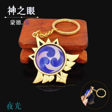 Load image into Gallery viewer, Game Genshin Impact Vision Lnazuma Ganyu Keqing Wendi Xiao Keychain Luminous 7 Element Weapons Eye Of Original God Toy KeyRing
