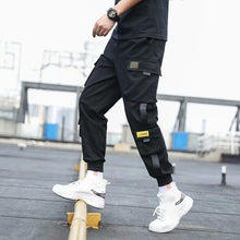 Load image into Gallery viewer, Men's Side Pockets Cargo Harem Pants 2021 Ribbons Black Hip Hop Casual Male Joggers Trousers Fashion Casual Streetwear Pants
