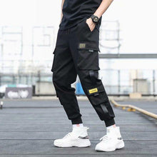 Load image into Gallery viewer, Men's Side Pockets Cargo Harem Pants 2021 Ribbons Black Hip Hop Casual Male Joggers Trousers Fashion Casual Streetwear Pants
