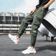 Load image into Gallery viewer, Men's Side Pockets Cargo Harem Pants 2021 Ribbons Black Hip Hop Casual Male Joggers Trousers Fashion Casual Streetwear Pants
