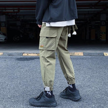 Load image into Gallery viewer, Men's Side Pockets Cargo Harem Pants 2021 Ribbons Black Hip Hop Casual Male Joggers Trousers Fashion Casual Streetwear Pants
