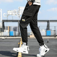 Load image into Gallery viewer, Men's Side Pockets Cargo Harem Pants 2021 Ribbons Black Hip Hop Casual Male Joggers Trousers Fashion Casual Streetwear Pants
