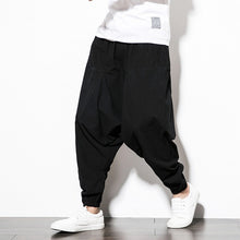 Load image into Gallery viewer, Cotton Harem Pants Men Solid Elastic Waist Streetwear Joggers 2020 New Baggy Drop-crotch Pants Casual Trousers Men Dropshipping
