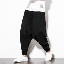 Load image into Gallery viewer, Cotton Harem Pants Men Solid Elastic Waist Streetwear Joggers 2020 New Baggy Drop-crotch Pants Casual Trousers Men Dropshipping
