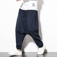 Load image into Gallery viewer, Cotton Harem Pants Men Solid Elastic Waist Streetwear Joggers 2020 New Baggy Drop-crotch Pants Casual Trousers Men Dropshipping
