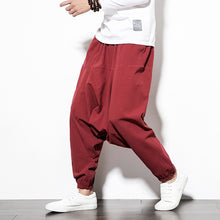 Load image into Gallery viewer, Cotton Harem Pants Men Solid Elastic Waist Streetwear Joggers 2020 New Baggy Drop-crotch Pants Casual Trousers Men Dropshipping
