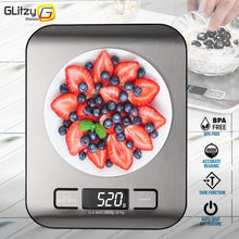 Load image into Gallery viewer, Digital Kitchen Scale 5kg/10kg Food Multi-Function 304 Stainless Steel Balance LCD Display Measuring Grams Ounces Cooking Baking
